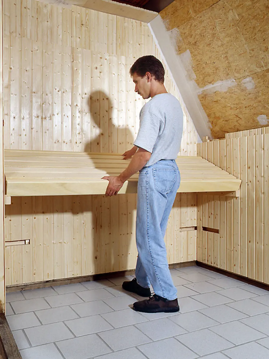 Bausatz für die Sauna: Schritt 7 von 11 Sauna in Dachschräge