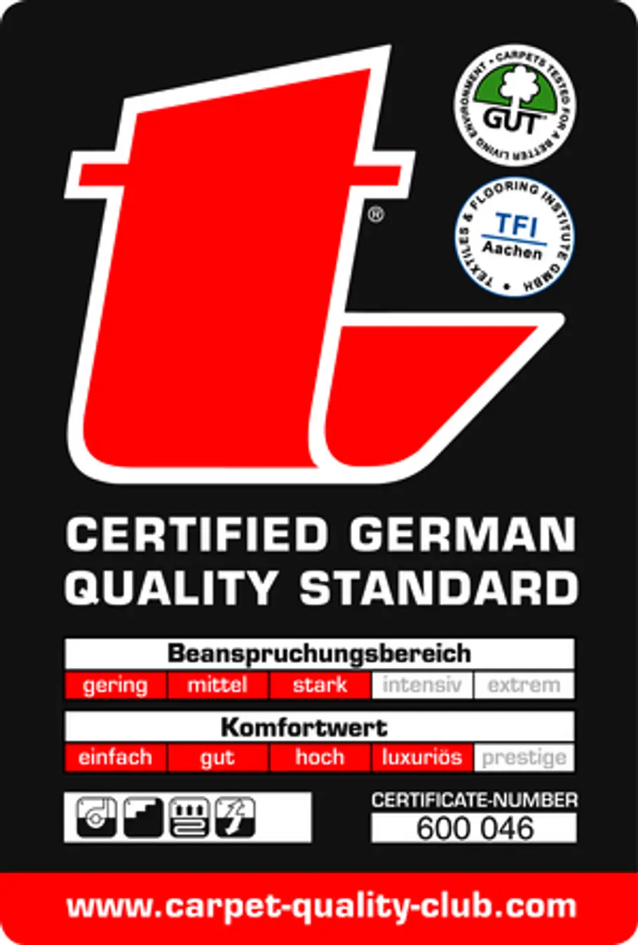 Carpet-Quality-Club Belastbarkeitsmerkmale für Teppiche