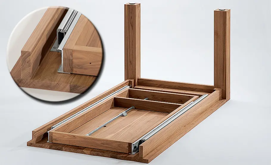 Ausziehbaren Esstisch bauen KLapp-Scharnier einbauen
