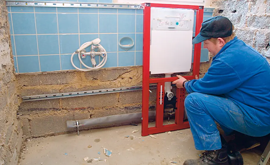 Bad-Ablage bauen: Schritt 3 von 24 Vorwandelement montieren