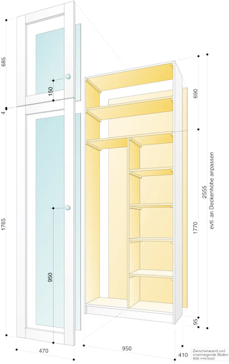 Balkonschrank bauen: Schritt 17 von 17 Zeichnung Balkonschrank