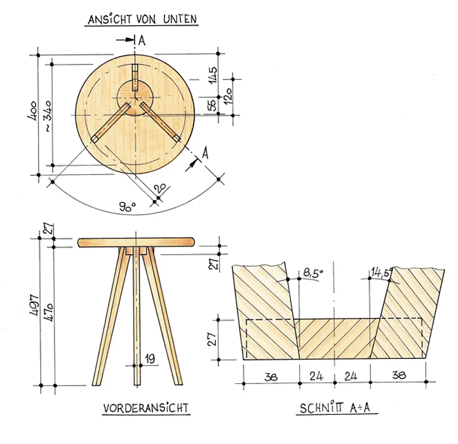 Beistelltisch bauen: Schritt 9 von 9 Zeichnung Beistelltisch