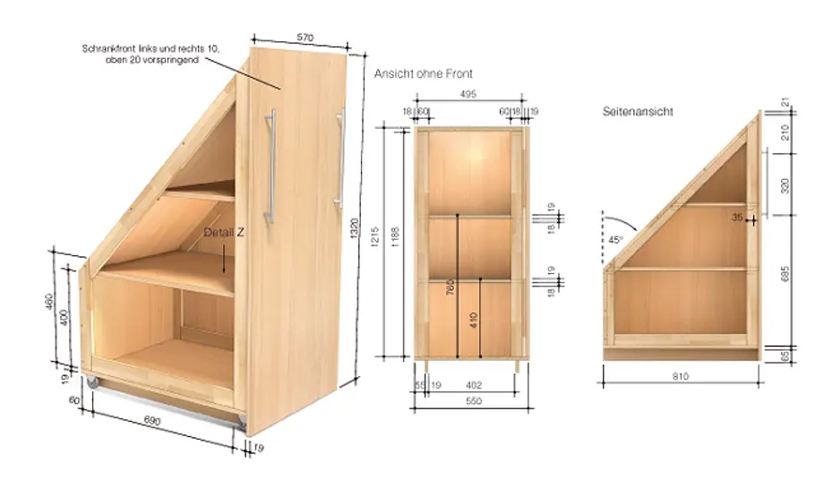 Drempelschrank bauen: Schritt 23 von 25 Drempelschrank Zeichnung
