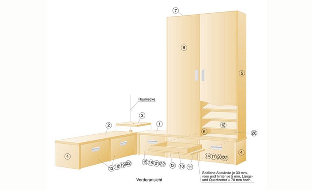 Eckgarderobe: Zeichnung