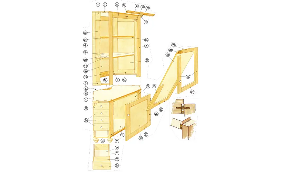 Eckschrank selber bauen Eckschrank: Zeichnung