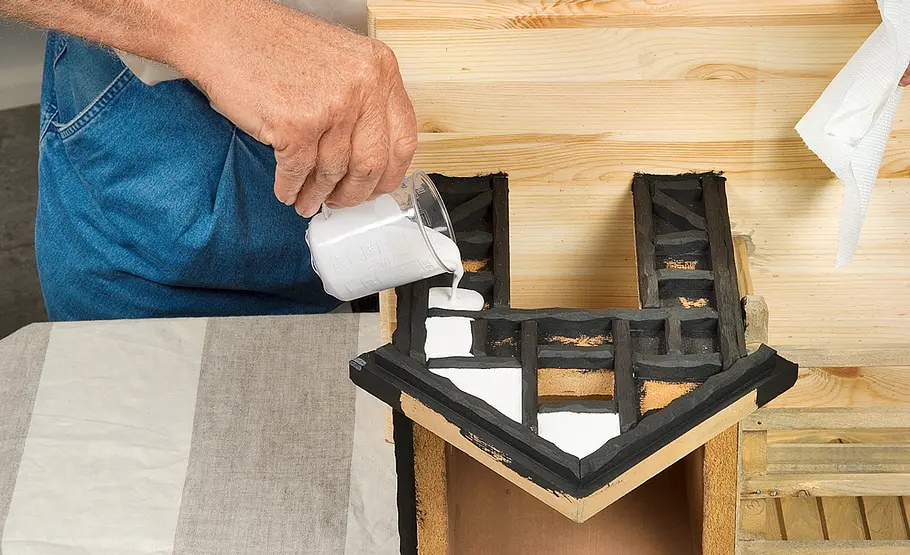 Fachwerkkrippe bauen: Schritt 41 von 60 Fachwerk ausfachen