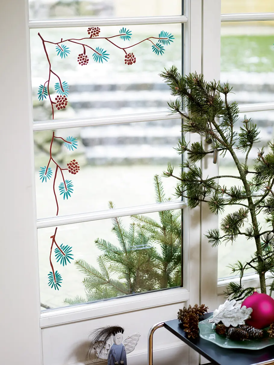 Fensterdeko für Weihnachten basteln Fensterbild basteln