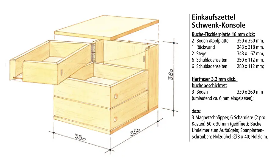 Flurmöbel selber bauen Flurmöbel: Zeichnung