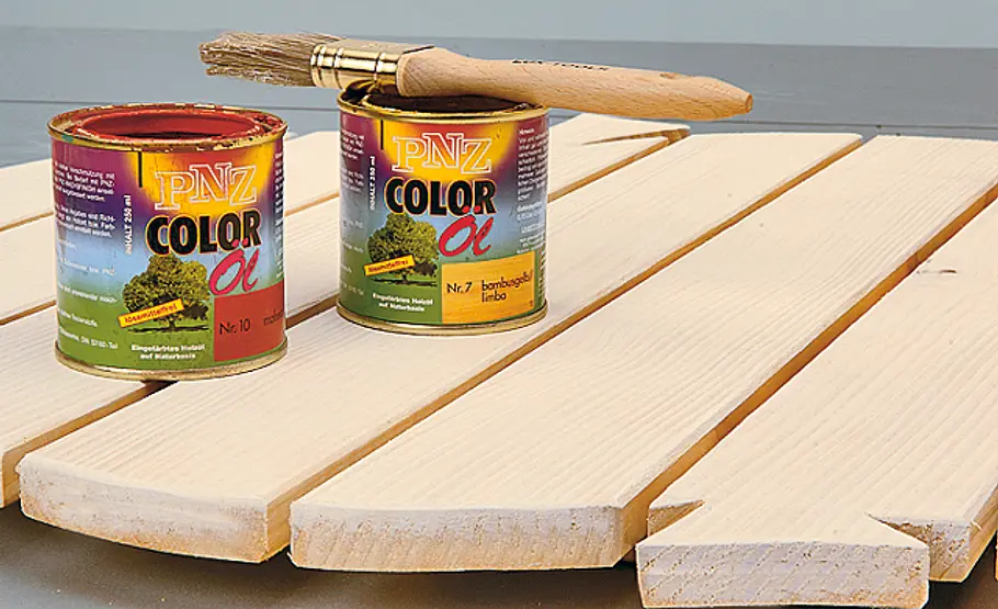 Klapptisch bauen: Schritt 7 von 21 Holz ölen