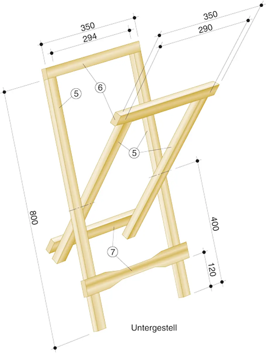Klapptisch bauen: Schritt 20 von 21 Klapptisch Zeichnung