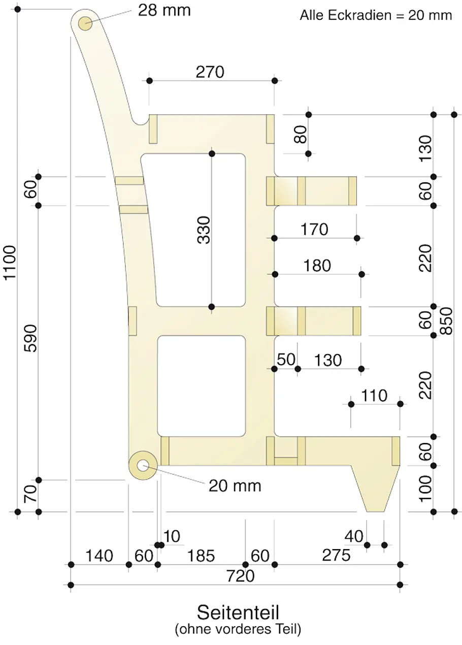 Gartengerätewagen: Schritt 21 von 24 Gartengeräteständer bauen