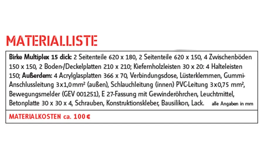 Gartenlampe selber bauen Materialliste