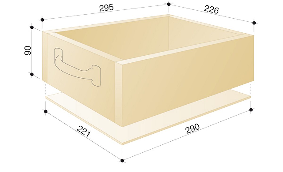 Holz-Dominosteine: Zeichnung Kiste