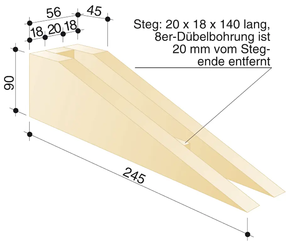 Tischkegelbahn selber bauen Kegelbahn selber bauen: Zeichnung Rampe
