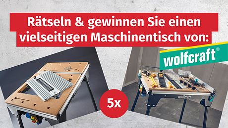 Wolfcraft Gewinnspiel - Foto: Foto: Hersteller / Wolfcraft; Hintergrund: iStock / Xurzon