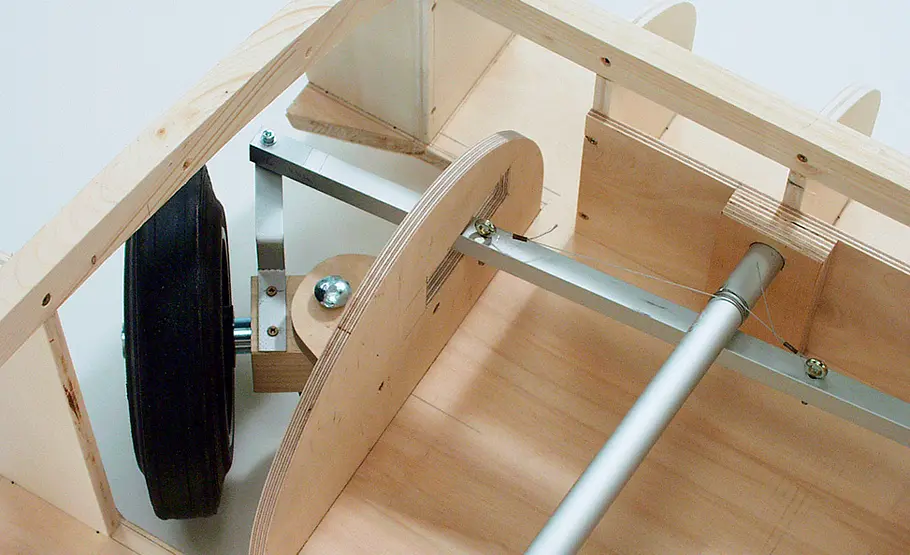 Go Kart selber bauen Go Kart: Drahm um Lenksäule wickeln