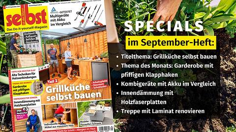 selbst ist der Mann Heft 09-25 Cover, rechts daneben eine Auflistung der Specials in der September-Ausgabe - Foto: Nikada / iStock