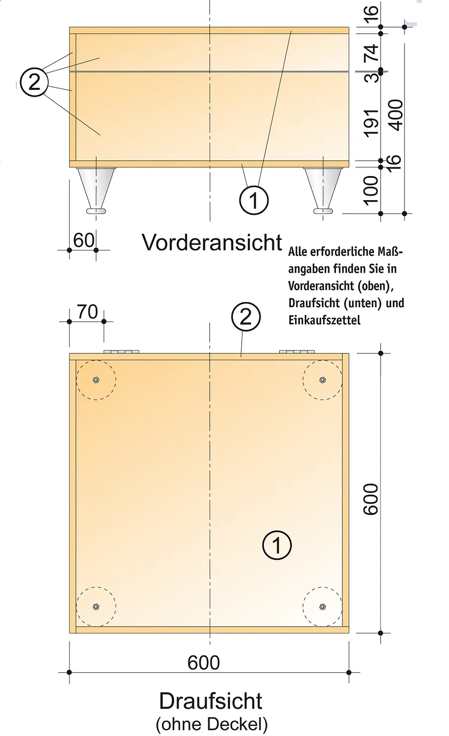 Hocker polstern: Schritt 6 von 18 Zeichnung Polsterhocker
