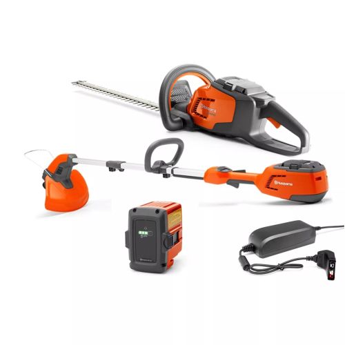 Husqvarna Akku Set Heckenschere 115iHD45 +Trimmer 115iL + BLi10+QC80