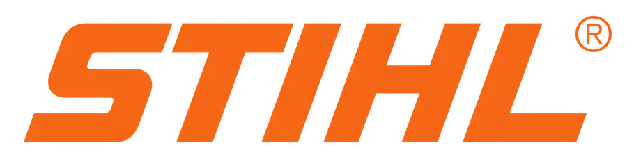 STIHL Logo mit orangefarbenem Schriftzug und Registrierungszeichen.
