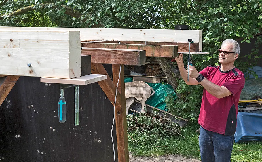 Gartenhaus: Erweiterung des Unterbaus