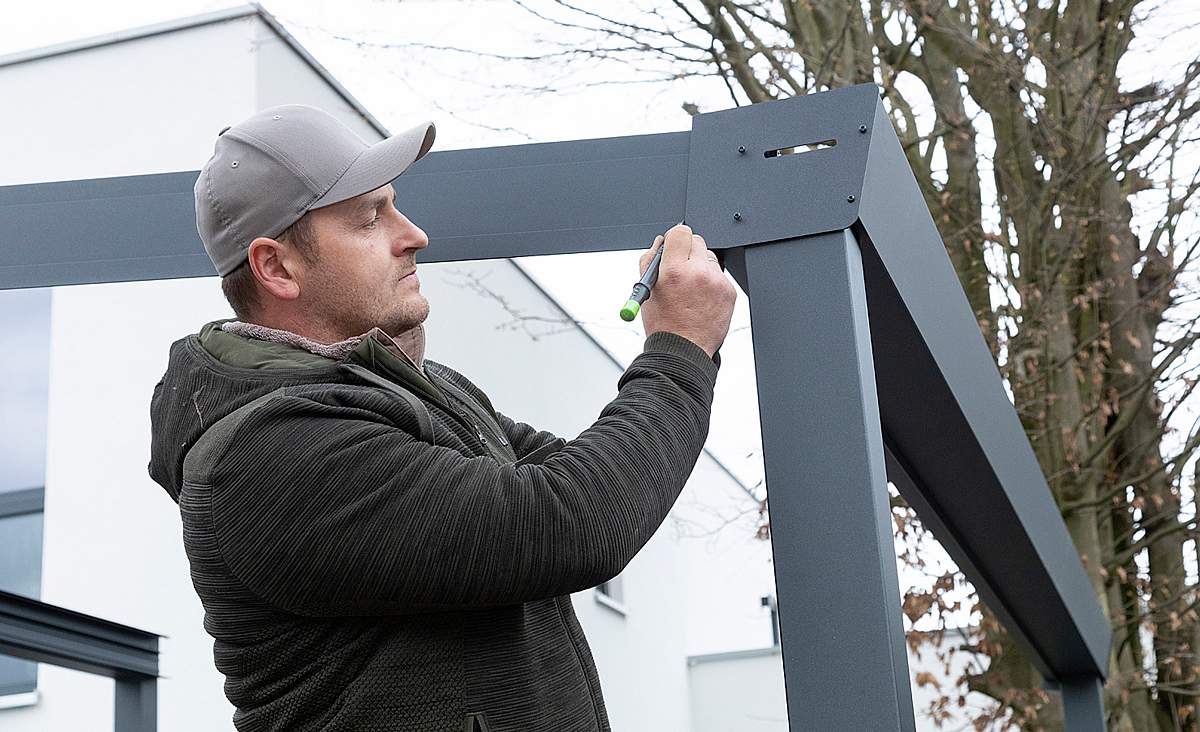 Freistehende Terrassenüberdachung bauen selber bauen