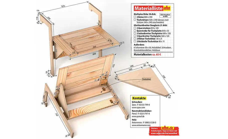 Klapptisch für den Balkon selber bauen