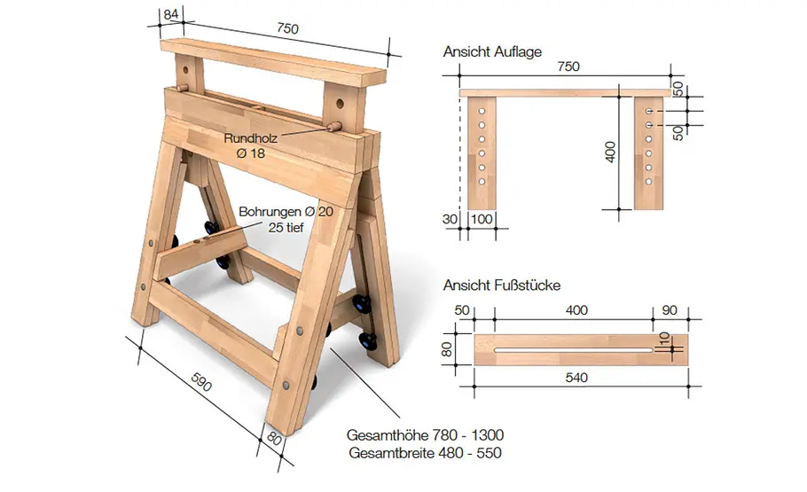 Höhenverstellbare Holzböcke bauen