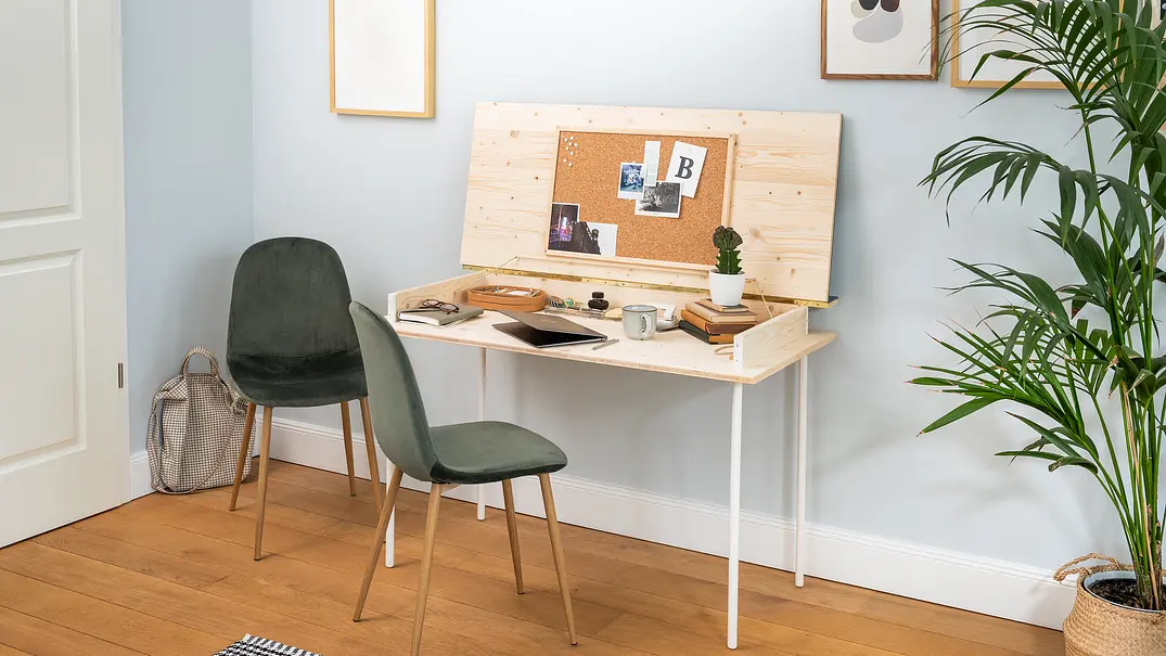 Kleinen Schreibtisch fürs Home Office selber bauen - Foto: Hersteller / Bosch Power Tools Kleinen Schreibtisch fürs Home Office selber bauen - Foto: Hersteller / Bosch Power Tools