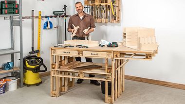 Stabilen Werkstatttisch aus Paletten selber bauen - Foto: sidm/KEH