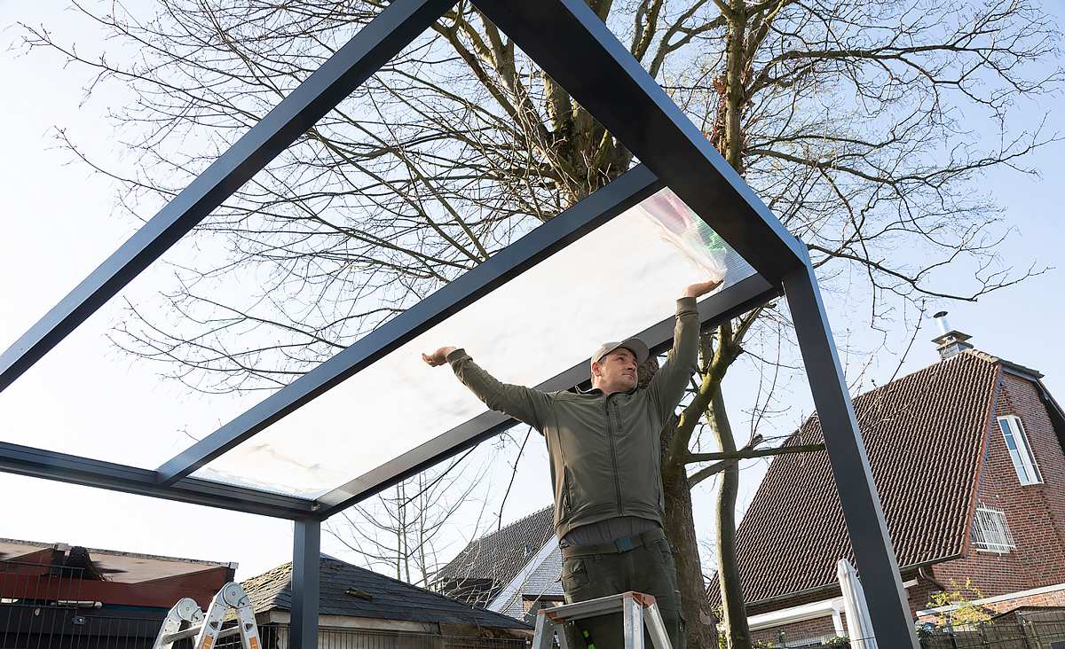 Freistehende Terrassenüberdachung bauen selber bauen