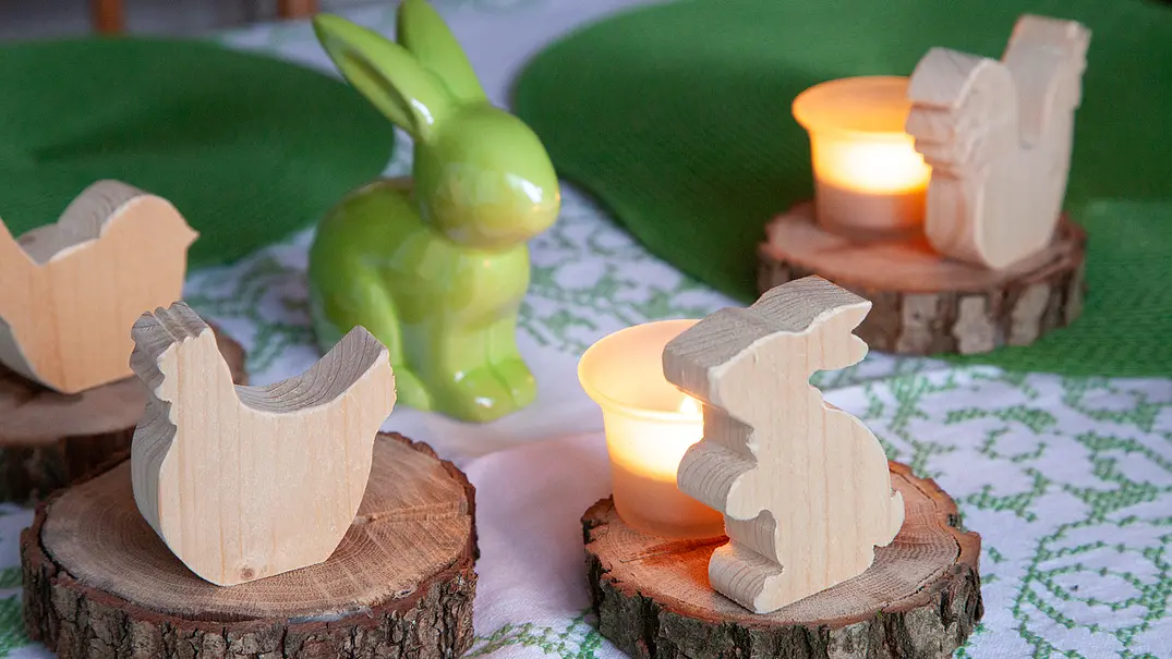 Osterfiguren aus Holz basteln - Foto: sidm / MMM Osterfiguren aus Holz basteln - Foto: sidm / MMM