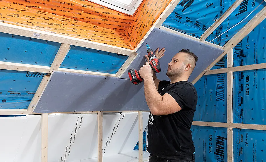 Dachausbau mit Gipskarton-Bauplatten