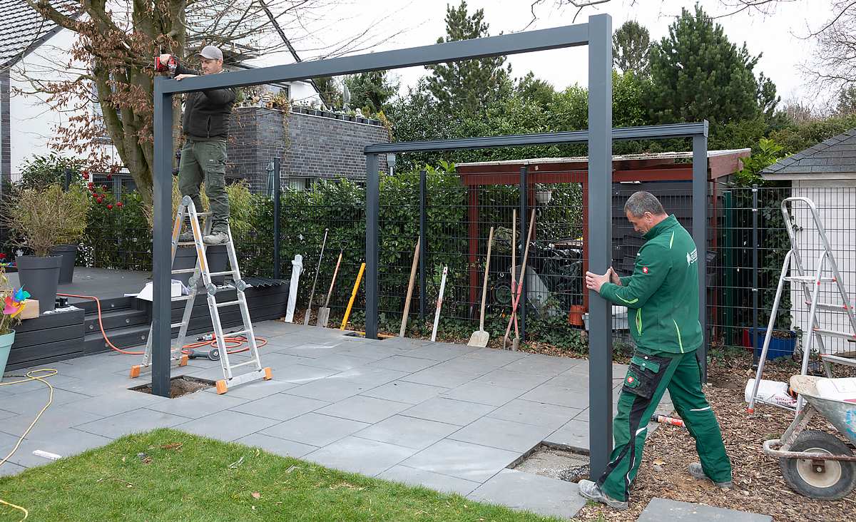 Freistehende Terrassenüberdachung bauen selber bauen