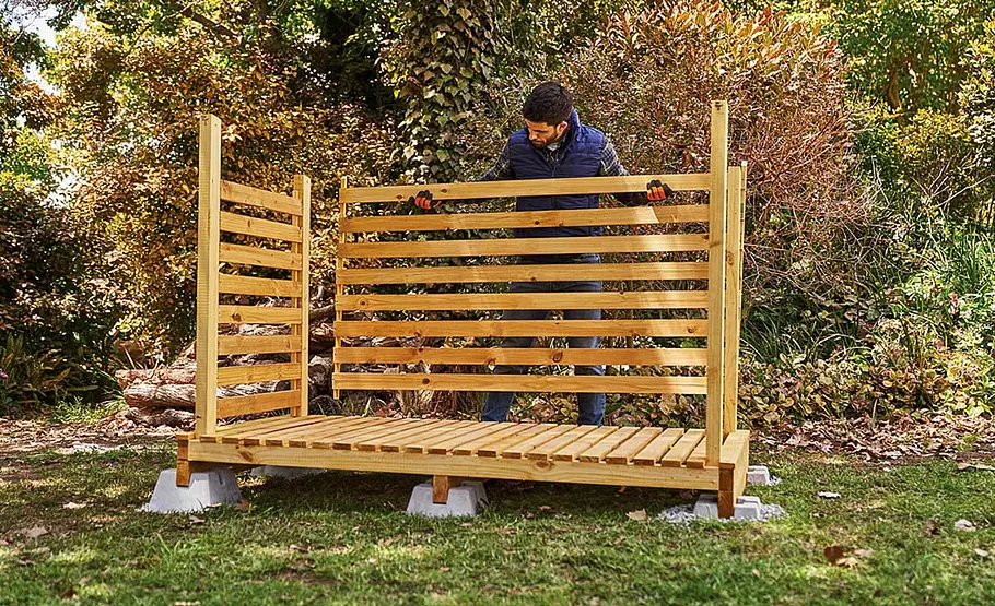 Holzlager bauen Brennholzunterstand bauen