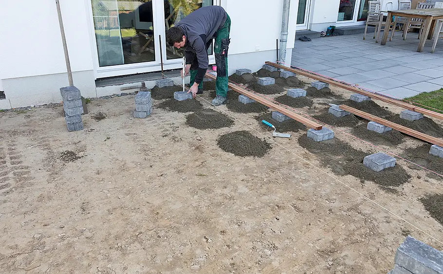 Bangkirai-Terrasse: Unterkonstruktion