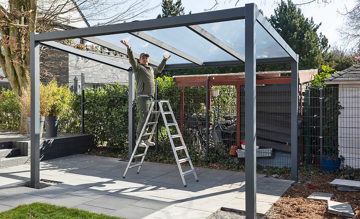 Freistehende Terrassenüberdachung bauen selber bauen