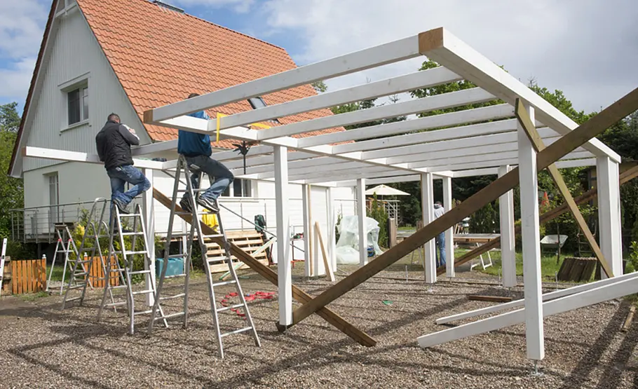 Doppelcarport mit Schuppen bauen