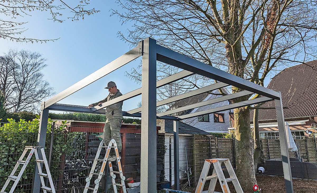 Freistehende Terrassenüberdachung bauen selber bauen