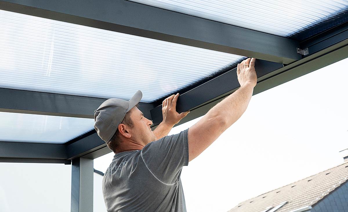 Freistehende Terrassenüberdachung bauen selber bauen