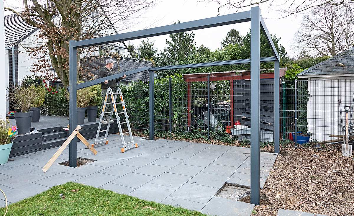 Freistehende Terrassenüberdachung bauen selber bauen