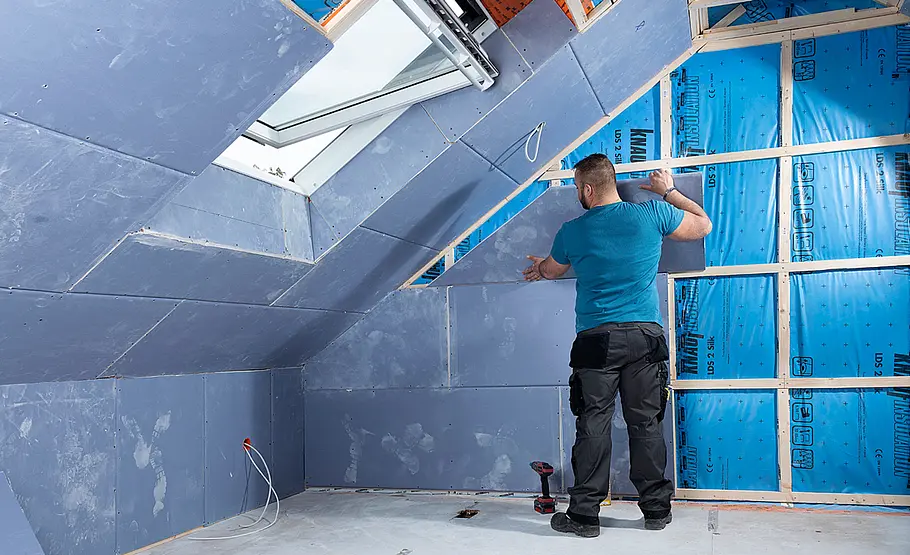Dachausbau mit Gipskarton-Bauplatten