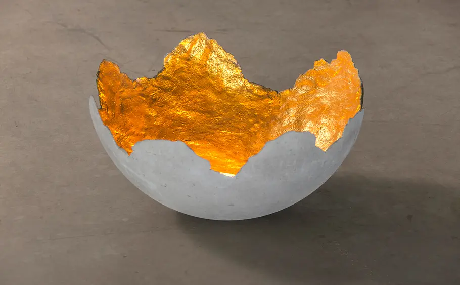 Goldenes Windlicht aus Beton basteln