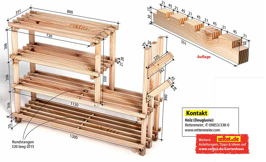 Praktisches Holzregal für den Garten selber bauen