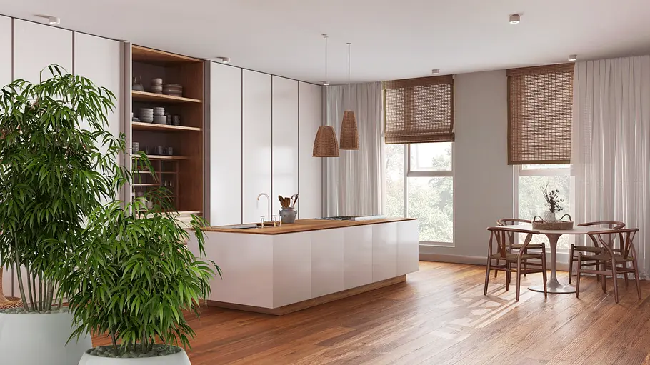 Feng Shui in der Küche umgesetzt In einer offenen, geräumigen Küche kann das Qi frei fließen – so lässt sich fernöstliches Feng Shui mit westlichen Einrichtungsstilen kombinieren.