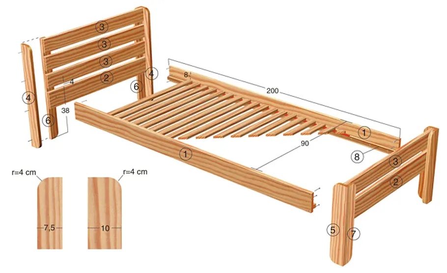 Kinderzimmermöbel: Bett bauen Zeichnung Kinderbett