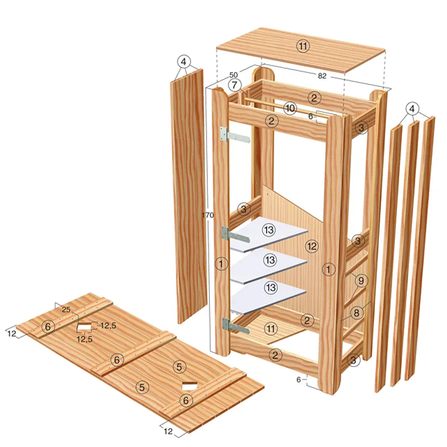 Kinderzimmermöbel: Kleiderschrank bauen Zeichnung Kleiderschrank