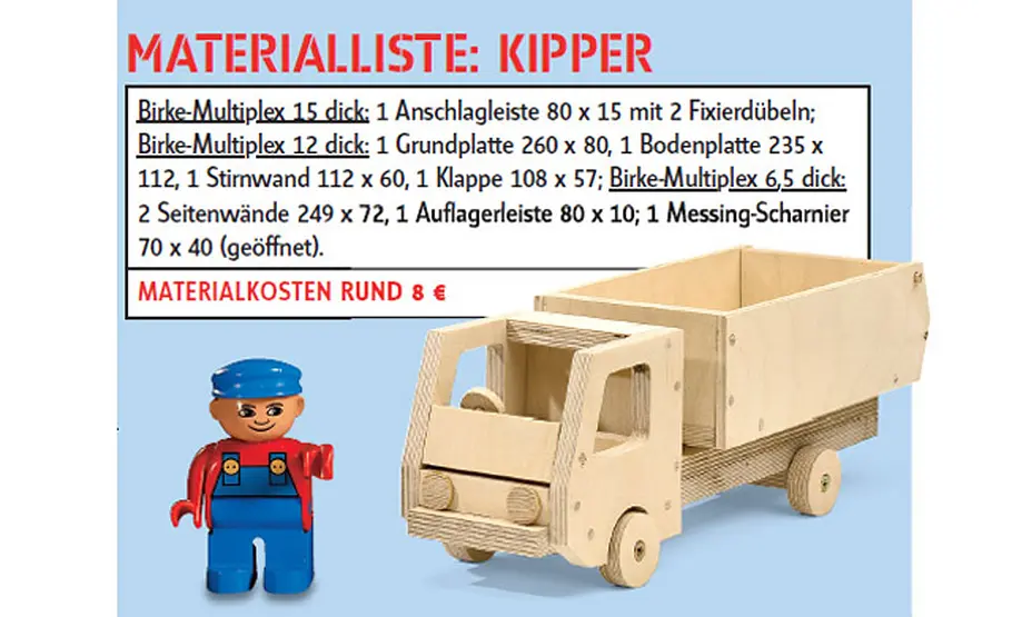 Kipper selber bauen Kipper: Materialliste