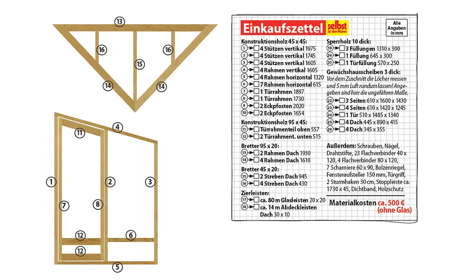 Kleines Gewächshaus Zeichnung