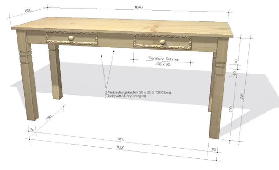 Zeichnung: Konsolentisch bauen Konsolentisch bauen